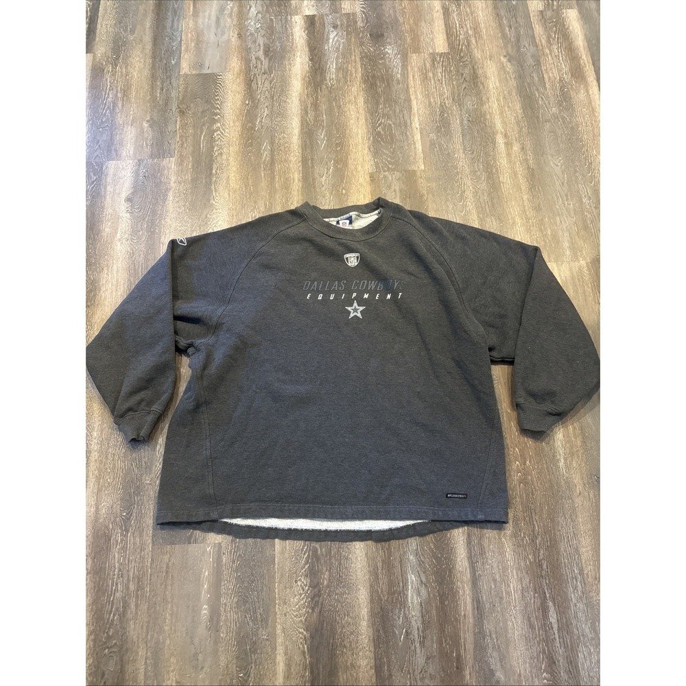 Dallas Cowboys Reebok NFL Equipment Sweatshirt Crew Neck Gray Pullover 2XL Y2K